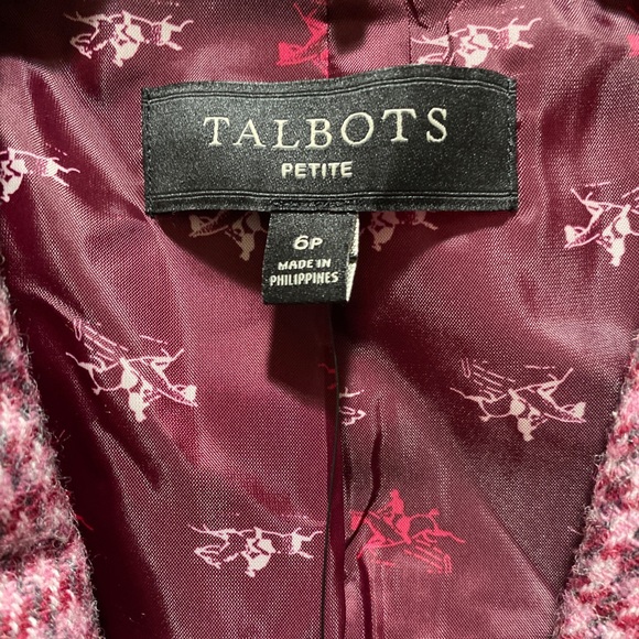 TALBOTS SHETLAND PINK WOOL BLAZER HOUNDSTOOTH - Picture 12 of 13